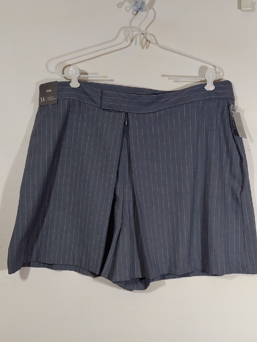Jason Bolden Gray Pinstripe Dress Bermuda Skorts Skirt Size 16W